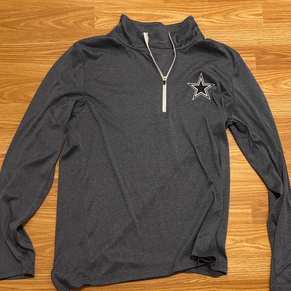 Grey Blue Quarter-Zip Pullover with Star Logo